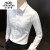 老爷车（LAOYECHE）高端白色高端男衬衫夏季新款男感商务男士条纹白上衣 白色 M建议108斤以内