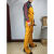 扬笙福牛皮电焊工防护服烧焊工作服焊接隔热防烫保护衣黄色衣 黄色背带裤前面 XL