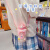 初和（CRUHRE）可爱儿童水杯夏季女孩高颜值带吸管塑料杯子男学生幼儿园宝宝水壶 蓝色720mL哈啰熊塑料杯+贴纸