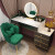 梳妆台卧室现代简约化妆台轻奢ins风一体 墨绿 100CM桌+边柜+智能镜+花瓣椅 整装