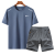 NK冰丝短袖运动套装男夏季速干T恤男士户外休闲跑步短裤年 8802白色加108黑色 XL