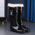高水防水正力男士雨鞋高筒短雨靴定制防滑适用绒套耐酸碱加厚鞋 厚底高筒-无棉套 39