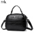 袋鼠（KANGAROO）轻奢品牌包包新款中年妈妈女士单肩斜挎包牛皮小包包软皮 黑色