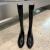 苏茵茵 冬季新款加绒保暖尖头V口靴后拉链中高筒靴欧美时尚长靴女骑士靴 黑色（单里）. 34