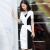 iosn2024新款夏装短袖黑白拼接优雅淑女气质修身包臀OL通勤职业连衣裙 黑白（不露肩无内衬） S