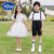 迪士尼（Disney）六一儿童节合唱演出服女童舞蹈蓬蓬裙男童礼服小学生毕业表演服装 女童白色花语【送皇冠】 130