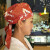 鹿色日式头巾帽服务员烤肉拉面寿司料理店防油烟掉发包头厨师帽子男女 红色大波浪 T06 帽子 可调节