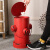 复古铁艺工业风创意个性栓大号带盖脚踩室外垃圾桶客厅户外用 红色小号款