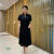欧里洁 OLIDGE旗袍女2024新款30-40岁婚宴礼服夏装连衣裙喜婆婆高贵洋气改良 酒红色长袖 XL 建议101-115斤