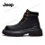 吉普（JEEP）马丁靴男款秋季黑色高帮休闲皮靴男士中帮英伦风工装靴子 黑色 39