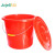 久洁Jojell塑料桶红色手提洗车水桶加厚带盖通用提桶储水清洁大桶约10升带盖