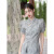 桑朵沫旗袍女2024新款小个子新中式国风套装夏季设计感时尚通勤薄款裙子 银灰色 M