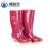 沸耐笙 FNS-04613 建筑工地菜市场水产养殖中性加棉绒中筒pvc雨鞋 红色单鞋 36码 双