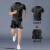 蜜莎蜜拉（Mirza Mirror）健身衣服男马拉松跑步田径训练夏季短袖短裤速干运动套装体育装备 两件套黑色跑步 健身 排汗 2xl160-180斤