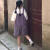 亚贝梵牛仔背带短裤女夏季新款韩版ins俏皮少女学生宽松阔腿连体五分裤 紫色 XL