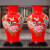 景德镇陶瓷器中国红色富贵竹花瓶插花家居客厅装饰品摆件大号结婚 红牡丹鱼尾瓶+木座