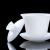 百垚冰种玉瓷盖碗茶杯单个高档三才带盖茶碗功夫家用茶具轻奢礼盒装 素瑶马蹄三才盖碗