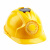 德威狮遮阳帽带风扇安全头帽可充电太阳能工地防晒神器夏季透气空调头盔 黄色遮阳帽