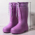 白色靴加绒食堂工厂厨房冷库专用雨靴耐油防滑高筒EVA卫生靴 紫色高筒加绒系带款 EVA加厚材 36