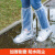 一次性雨鞋鞋套下雨天防水防滑透明塑料加厚耐磨脚套防雨高筒长筒 成人(升级特厚-束口款)葡萄紫/ 均码