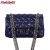 PAZBR品牌真皮包包2023新款芝麻纹菱格链条包气质时尚单肩包大气小 宝蓝色(菱形格子)