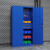 重型工具柜铁皮柜车间用双开门加厚文件柜移动储物柜多功能工具柜 (蓝色) 内二抽 带挂板