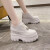 庄曼莉厚底小皮鞋女英伦风2024年春季新款韩版内增高11cm小个子松糕单鞋 米色 37