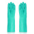 丁腈乳胶家务劳保洗碗防水耐油防滑机械工业防化工作橡胶手套 绿色五双装 S