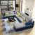 杜乐居十大品牌前十名广东佛山家具沙发2024新款客厅家具组合U型简约款 高雅灰柔植绒 六件套舒适版地毯凳子