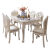 雅格典 欧式餐桌椅组合现代简约家用小户型简欧长方形大理石饭桌全实木 1桌6椅蓝锦系 全尺寸同价（包送装）