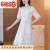 KAKV白色雪纺连衣裙女夏季时尚气质优雅文艺中长款裙子 白色 M