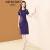 克思士（KESISHI）品牌名媛气质钉珠连衣裙女2024夏季新款设计感褶皱修身显瘦包臀裙 紫色 S