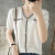 XEHCI年夏季新款白色小香风宽松V领冰丝短袖T恤女BY 白色 #M(建议85-105斤)