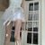 BJTSV大码女装2024夏季显瘦遮肚子套装梨形身材穿搭白色芭蕾风蕾丝吊带 半身裙单件 S