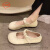 鞋柜（shoebox）达芙妮集团旗下玛丽珍女鞋夏季24年新款配裙子单鞋软皮豆豆平底鞋 米白色 37