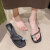 啄木鸟凉鞋女款2024年最新款仙风透明水钻套趾拖鞋夏外穿时尚粗跟配裙子 米白色 35