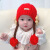 乌吉梦WUJIMENG女宝宝冬季保暖护耳假发毛线针织可爱婴幼儿加厚套头帽子 花朵-红色 6个月-18个月(帽围44-48cm)