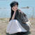 梵蜜薇（FanmiWei）复古短袖格子娃娃衫女夏季韩系宽松设计感小众衬衫 黑白格 S