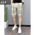 吉普（JEEP）超火夏季薄款五分格子沙滩裤2024新款直筒5分休闲短裤子男士裤衩 卡其色 L