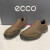 ECCO爱步休闲皮鞋男鞋新品 一脚蹬商务休闲乐福鞋 融合500144 咖啡色02072 43