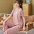 Newset/新1系女士夏季睡衣舒适透气简约短袖长裤可外穿家居服套装 皮粉色 XL