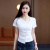欧润娜中式盘扣2024年新款T恤不规则斜领短袖锁骨修身设计打底短款上衣 白色 M（85-100）