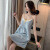 浪莎吊带睡裙女夏季薄款纯棉2024年新款高级感蓝色裙子性感家居服睡衣 SSL[9326]豆沙粉 M码