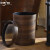 新中式复古仿木纹垃圾桶创意客厅厨房卫生间纸篓塑料无盖大号 小圆咖啡