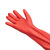 粤龙加长乳胶手套耐酸碱工业橡胶手套长款红色【38厘米】5双装 L大码