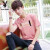 花花公子（PLAYBOY）男士短袖t恤夏季青年学生半袖polo潮流韩版薄款修身打底衫 粉色-方块印花 XXXXL