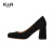凯恩拉迪（Ken Radi）品牌高跟鞋女粗跟气质方头芭蕾鞋2024年春季棕色磨砂羊皮浅口单鞋 杏色 39