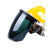 橙央电焊面罩安全帽式支架面屏防护冲击头戴式焊帽工烧氩弧焊接 黄色安全帽+支架+绿屏