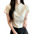 蜜西纳短袖女纯色百搭韩版运动风半拉链立领t恤夏季小个子修身显瘦短款 杏色 S