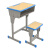 课桌椅中小学生教室学校单双人培训辅导补习班写字桌 透明 双柱方凳蓝白
